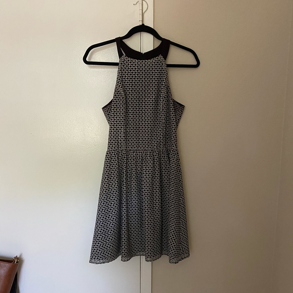 aqua black and white dress